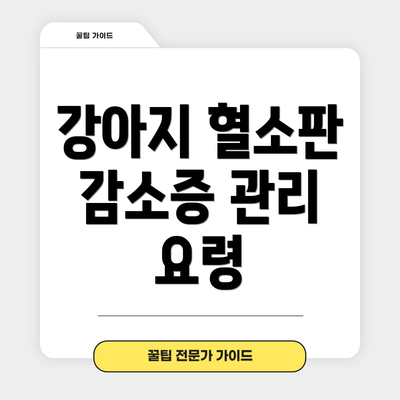 강아지 혈소판 감소증 관리 요령