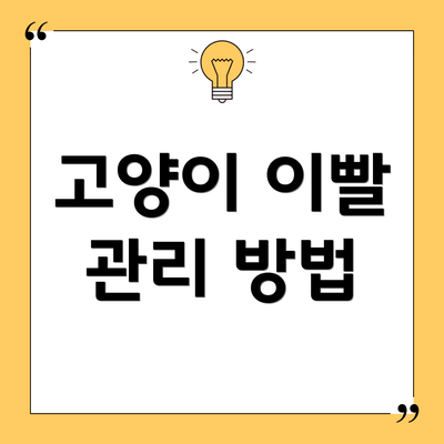 고양이 이빨 관리 방법