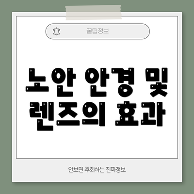 노안 안경 및 렌즈의 효과