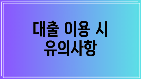 대출 이용 시 유의사항
