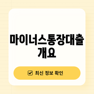 마이너스통장대출 개요