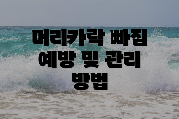 머리카락 빠짐 예방 및 관리 방법