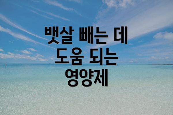 뱃살 빼는 데 도움 되는 영양제