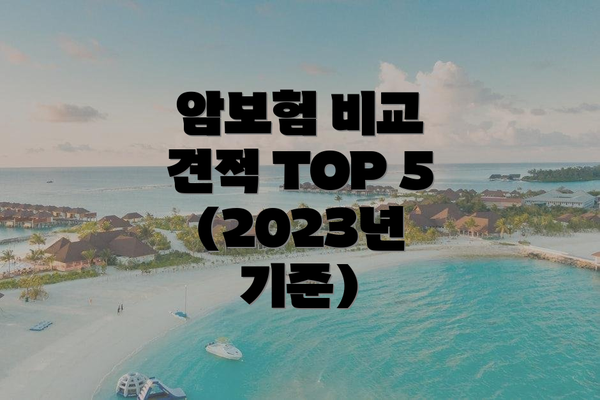암보험 비교 견적 TOP 5 (2023년 기준)