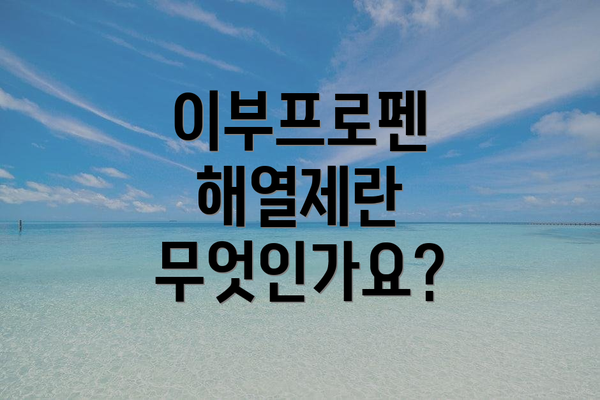 이부프로펜 해열제란 무엇인가요?