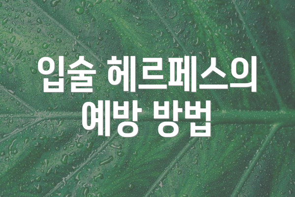 입술 헤르페스의 예방 방법