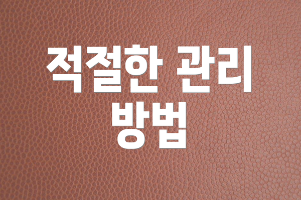 적절한 관리 방법