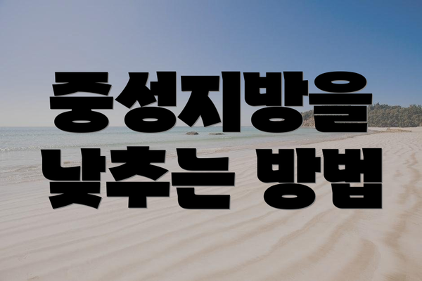 중성지방을 낮추는 방법