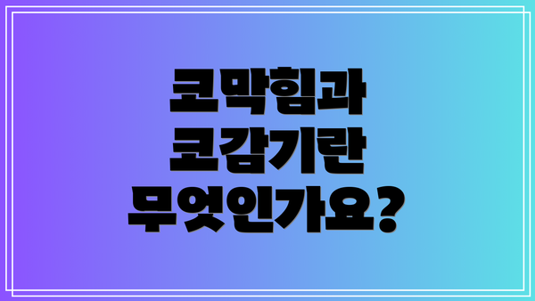 코막힘과 코감기란 무엇인가요?