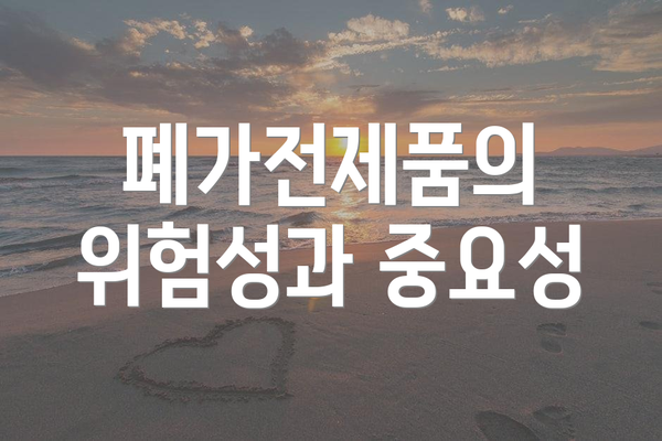 폐가전제품의 위험성과 중요성