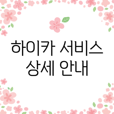 하이카 서비스 상세 안내