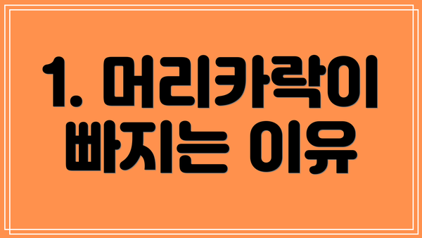 1. 머리카락이 빠지는 이유