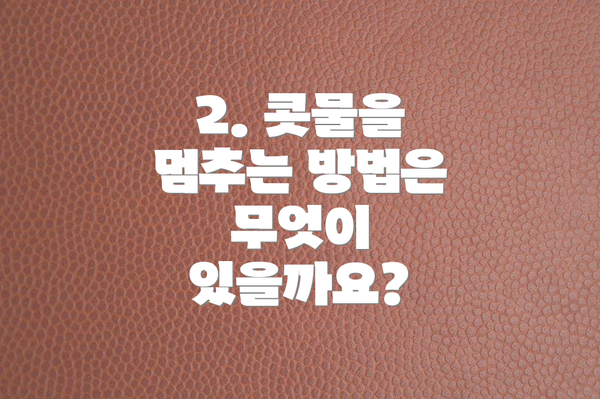 2. 콧물을 멈추는 방법은 무엇이 있을까요?