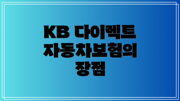 KB 다이렉트 자동차보험의 보장내용