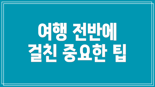 여행 전반에 걸친 중요한 팁