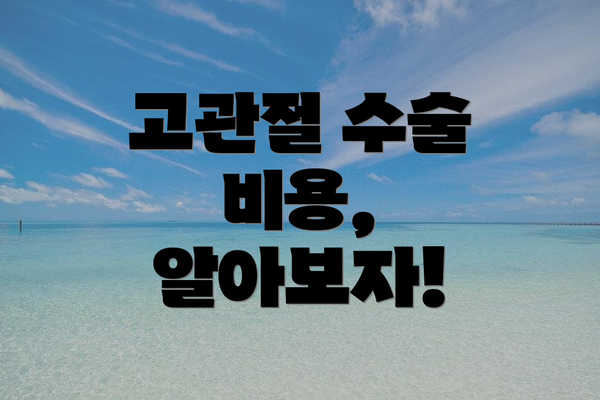 고관절 수술 비용, 알아보자!