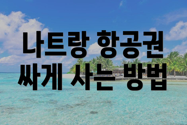 나트랑 항공권 싸게 사는 방법