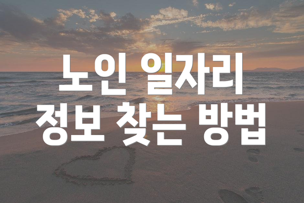 노인 일자리 정보 찾는 방법