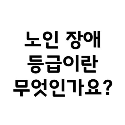 노인 장애 등급이란 무엇인가요?