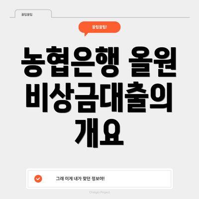 농협은행 올원 비상금대출의 금리 및 한도