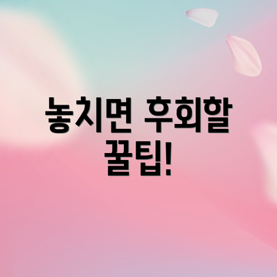 놓치면 후회할 꿀팁!