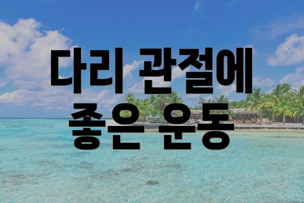 다리 관절에 좋은 운동