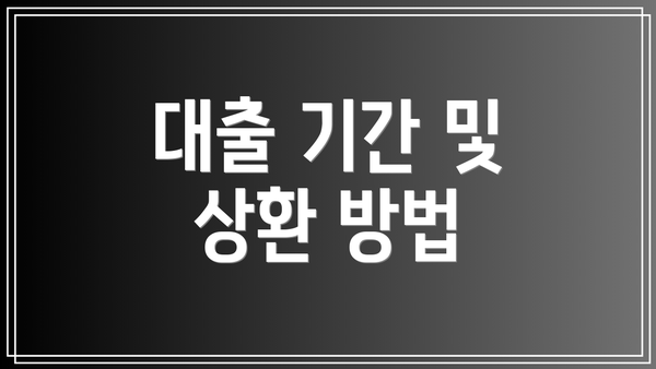 대출 기간 및 상환 방법