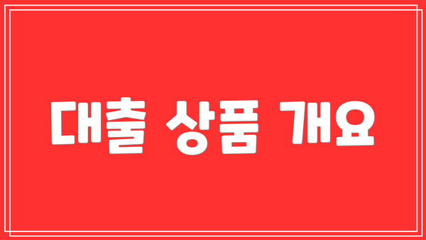 대출 상품 개요