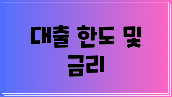 대출 한도 및 금리