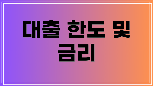 대출 한도 및 금리