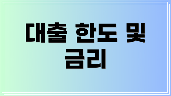 대출 한도 및 금리