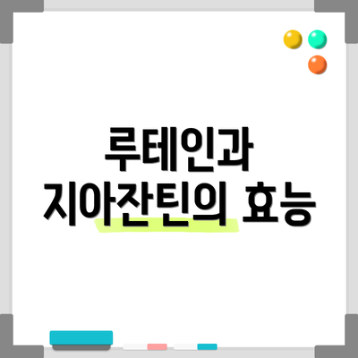 루테인과 지아잔틴의 효능