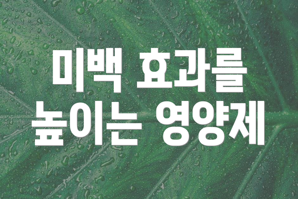 미백 효과를 높이는 영양제