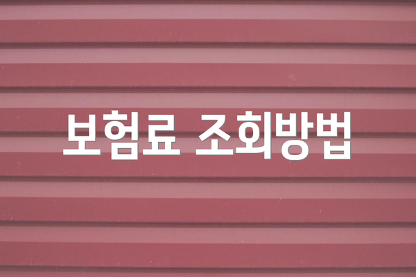 보험료 조회방법