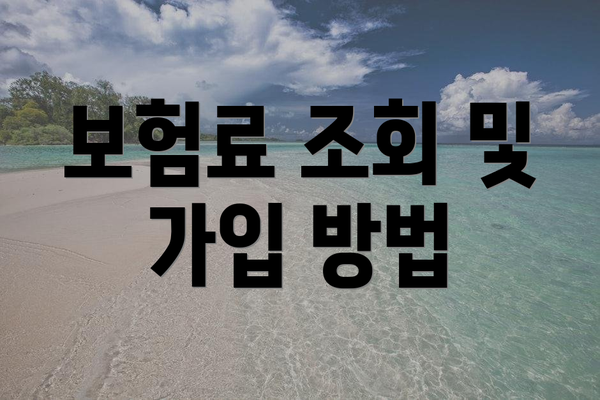 보험료 조회 및 가입 방법