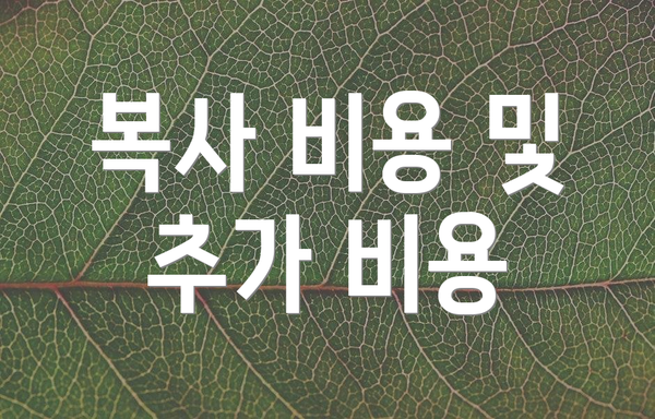 복사 비용 및 추가 비용
