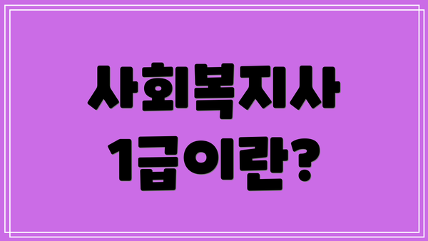 사회복지사 1급이란?
