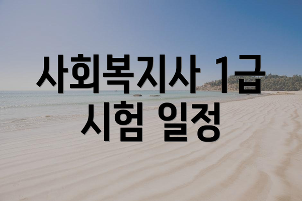 사회복지사 1급 시험 일정