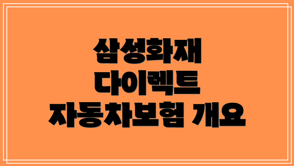 삼성화재 다이렉트 자동차보험 개요