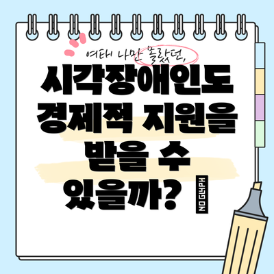 시각장애인도 경제적 지원을 받을 수 있을까? 💵