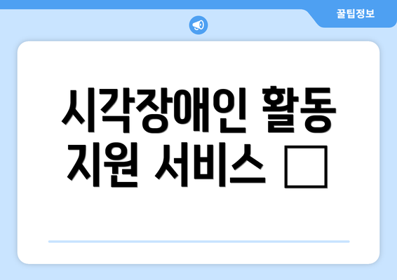 시각장애인 활동 지원 서비스 🤝