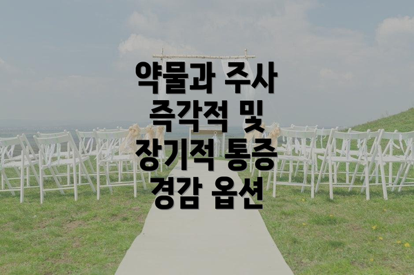 약물과 주사 즉각적 및 장기적 통증 경감 옵션