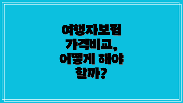여행자보험 가격비교, 어떻게 해야 할까?