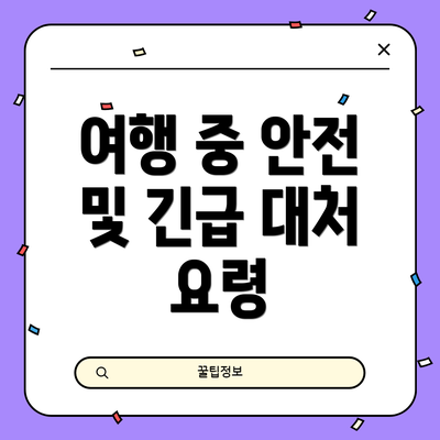 여행 중 안전 및 긴급 대처 요령