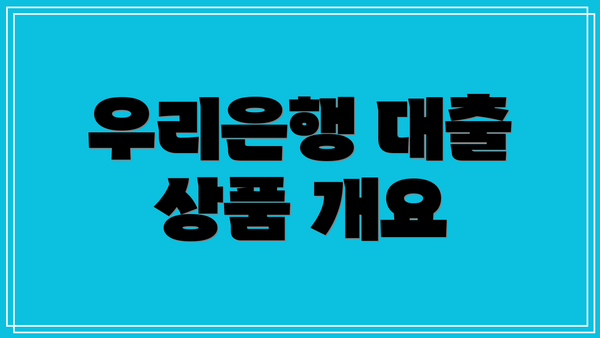 우리은행 대출 상품 개요