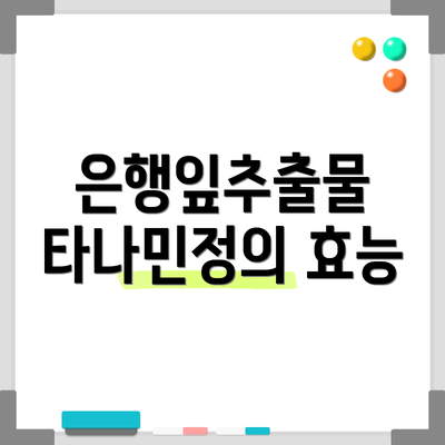 은행잎추출물 타나민정의 효능