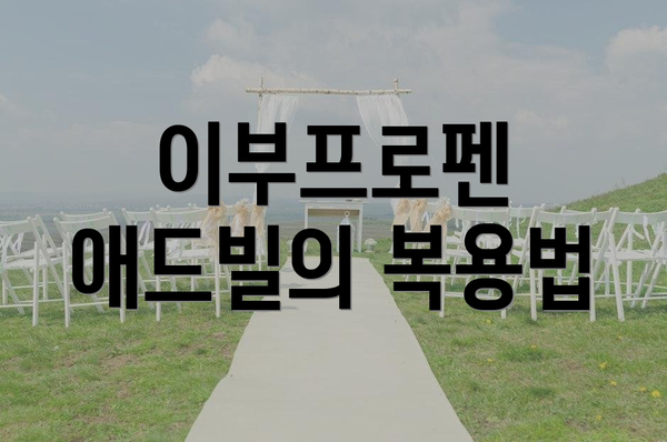 이부프로펜 애드빌의 복용법