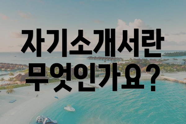 자기소개서란 무엇인가요?