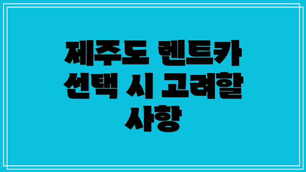제주도 렌트카 선택 시 고려할 사항