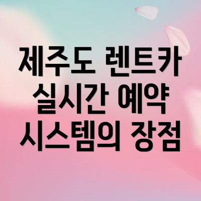 제주도 렌트카 실시간 예약 시스템의 장점